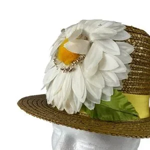 Vintage Hadley House Vista California Rattan Woven Top Hat Floral Ribbon Quality Vintage | Accessories | Vintage Hadley House Vista  main image 2